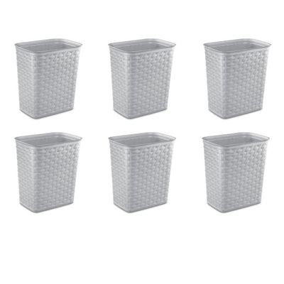 Sterilite 3.4 Gallon/13 Liter Decorative Weave Wastebasket, Cement (6 Pack) - VMInnovations