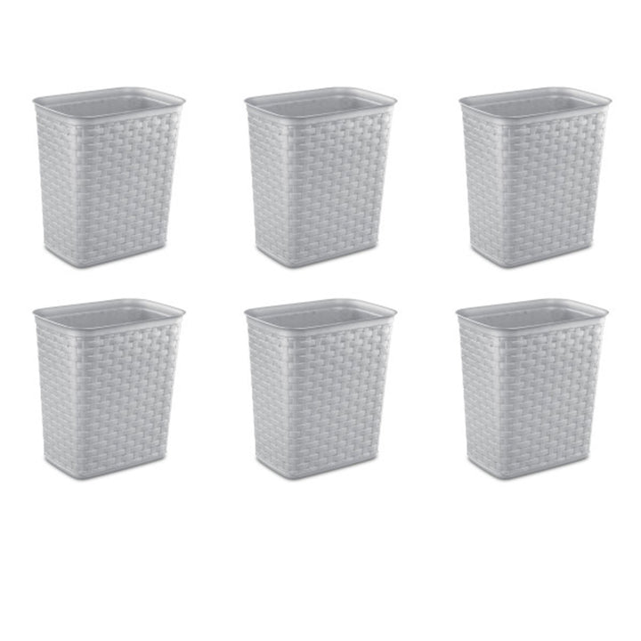 Sterilite 3.4 Gallon/13 Liter Decorative Weave Wastebasket, Cement (6 Pack)