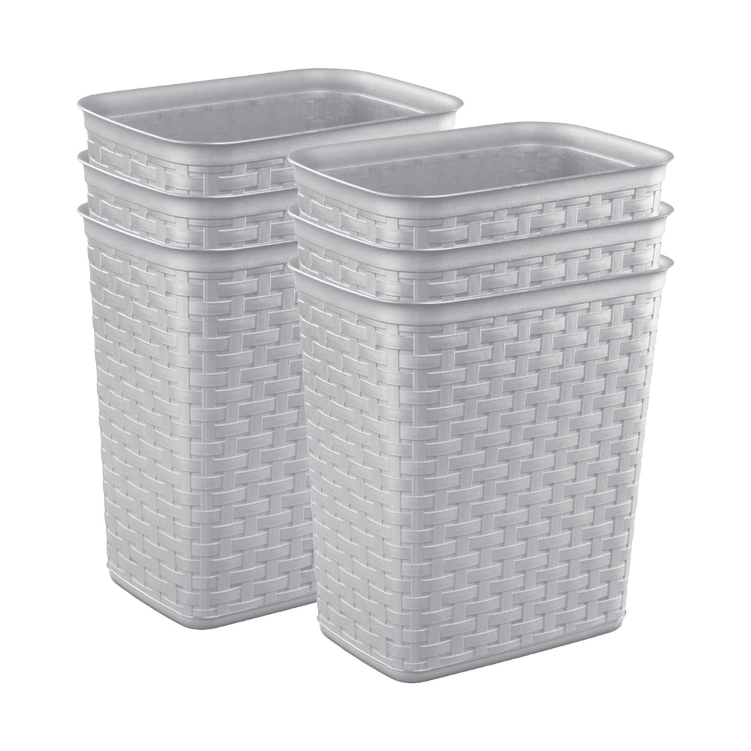 Sterilite 3.4 Gallon/13 Liter Decorative Weave Wastebasket, Cement (6 Pack) - VMInnovations