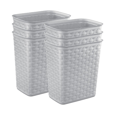 Sterilite 3.4 Gallon/13 Liter Decorative Weave Wastebasket, Cement (6 Pack) - VMInnovations