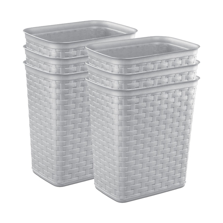 Sterilite 3.4 Gallon/13 Liter Decorative Weave Wastebasket, Cement (6 Pack) - VMInnovations