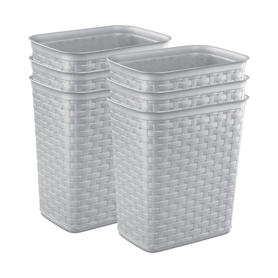 Sterilite 3.4 Gallon/13 Liter Decorative Weave Wastebasket, Cement (6 Pack) - VMInnovations