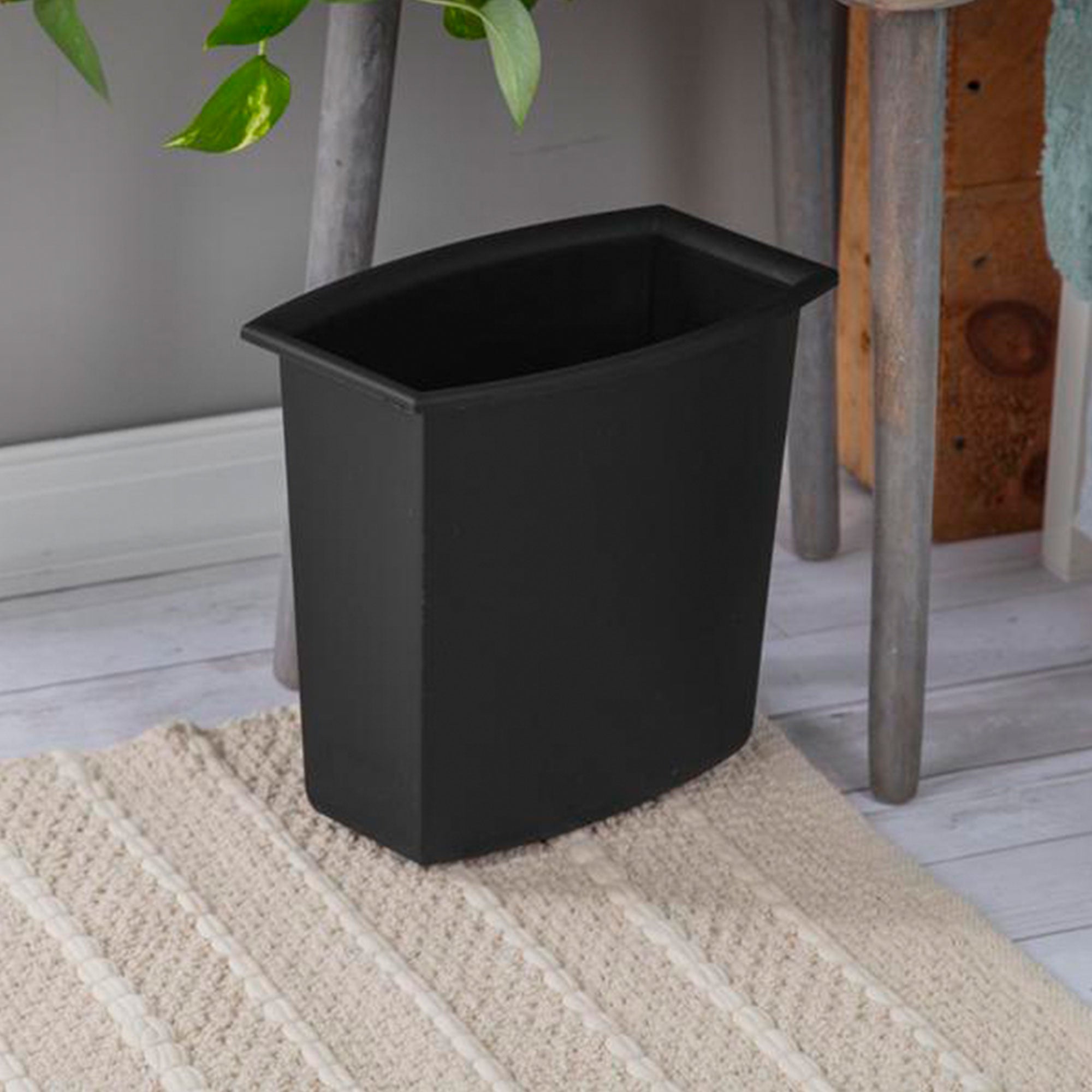 Sterilite 2-Gallon Rectangular Vanity Wastebasket, Black/White  (12 Pack)