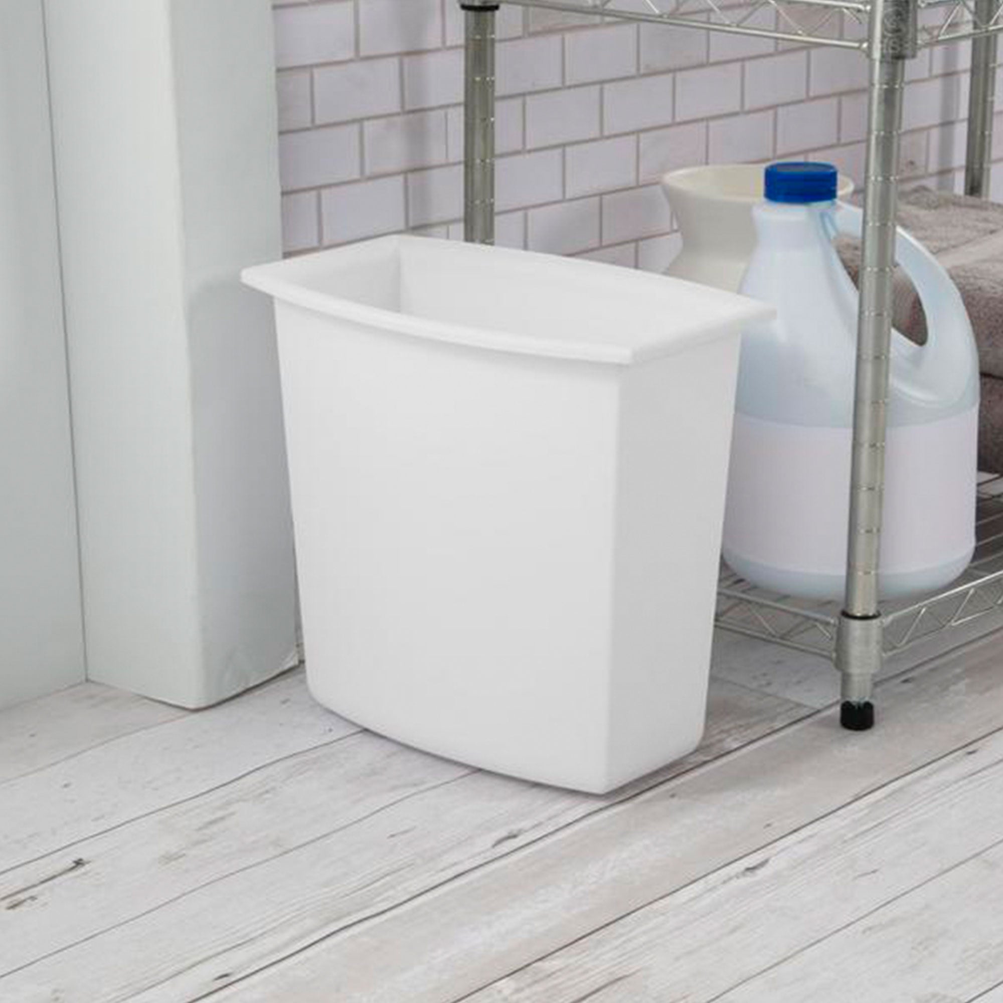 Sterilite 2-Gallon Rectangular Vanity Wastebasket, Black/White  (12 Pack)