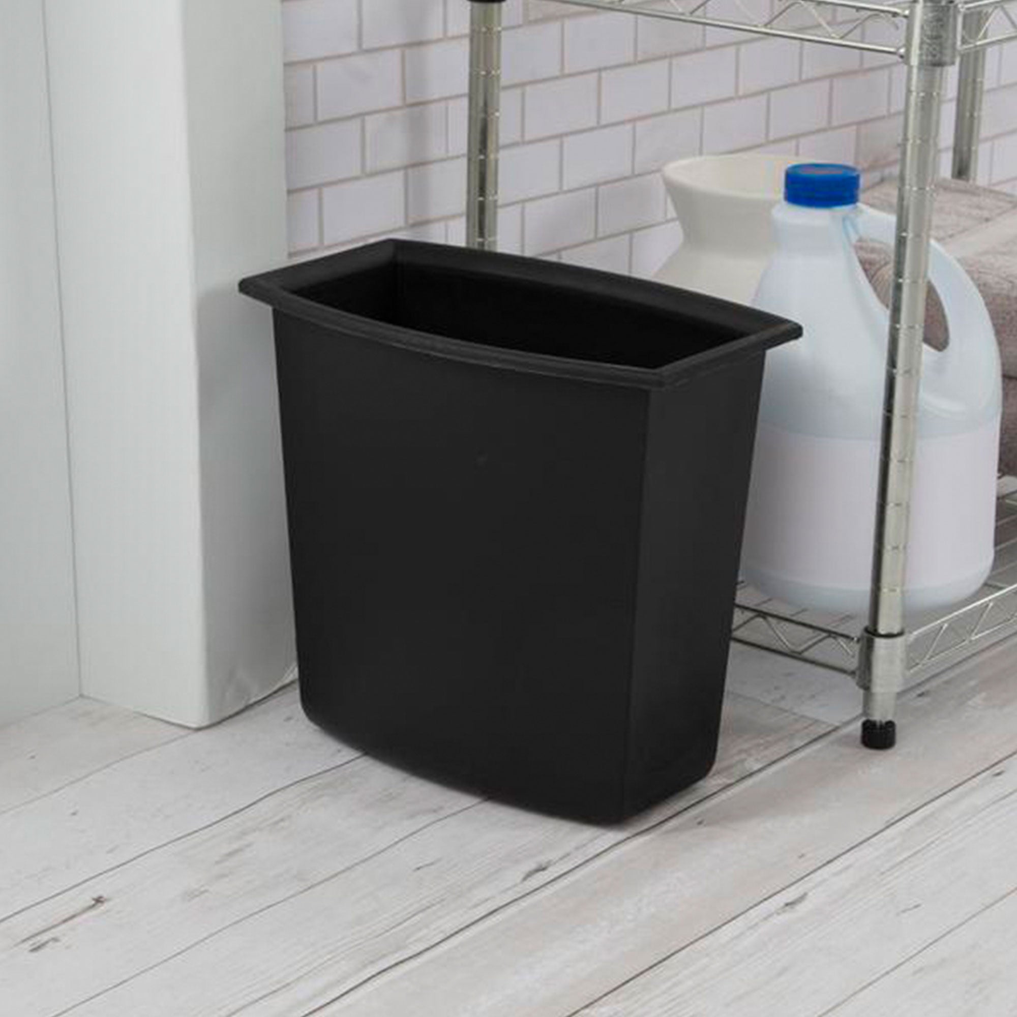 Sterilite 2-Gallon Rectangular Vanity Wastebasket, Black/White  (12 Pack)
