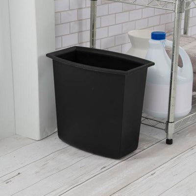 Sterilite 2-Gallon Rectangular Vanity Wastebasket, Black/White  (12 Pack)