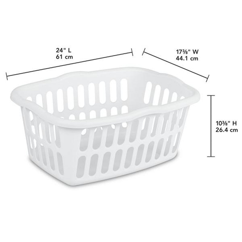 Sterilite 1.5 Bushel Rectangular Plastic Laundry Basket Bins, White, 12 Pack