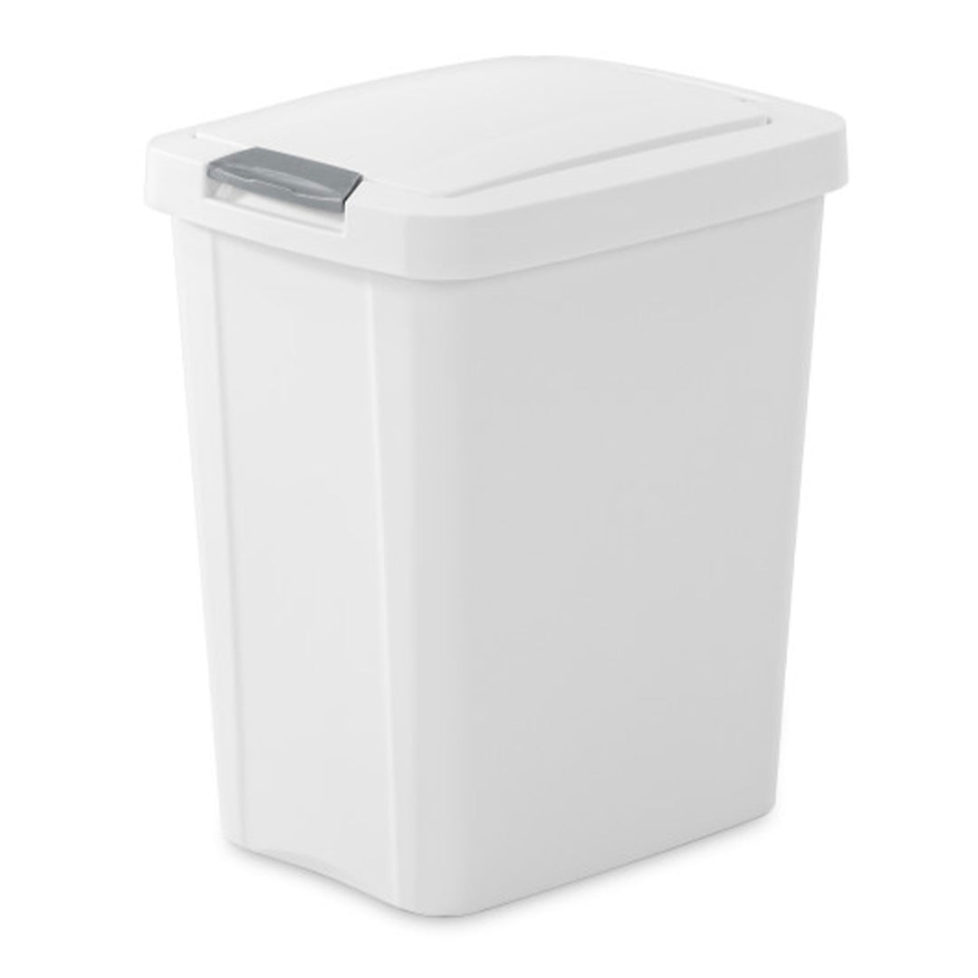 Sterilite 7.5 Gallon TouchTop Wastebasket Trash Can with Latch, 4 Pack, White