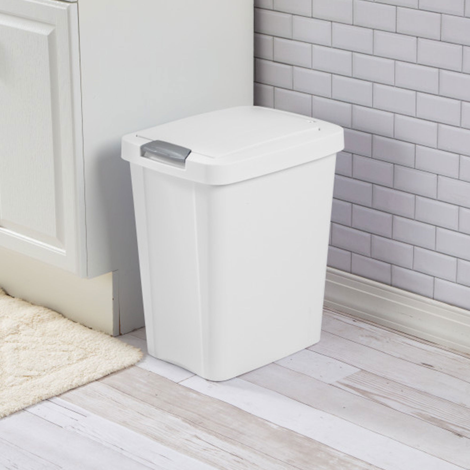 Sterilite 7.5 Gallon TouchTop Wastebasket Trash Can with Latch, 4 Pack, White - VMInnovations