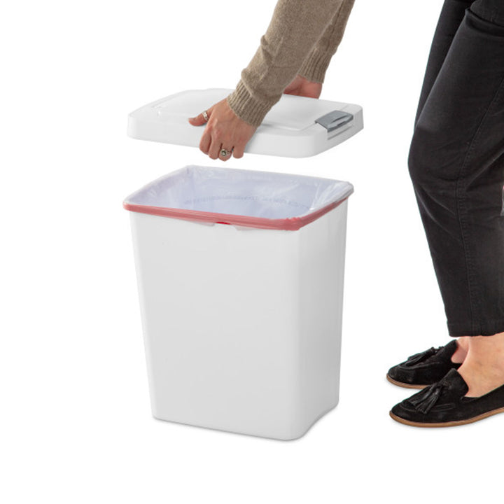 Sterilite 10438004 7.5 Gallon TouchTop Wastebasket w/ Titanium Latch, White 8 Ct - VMInnovations