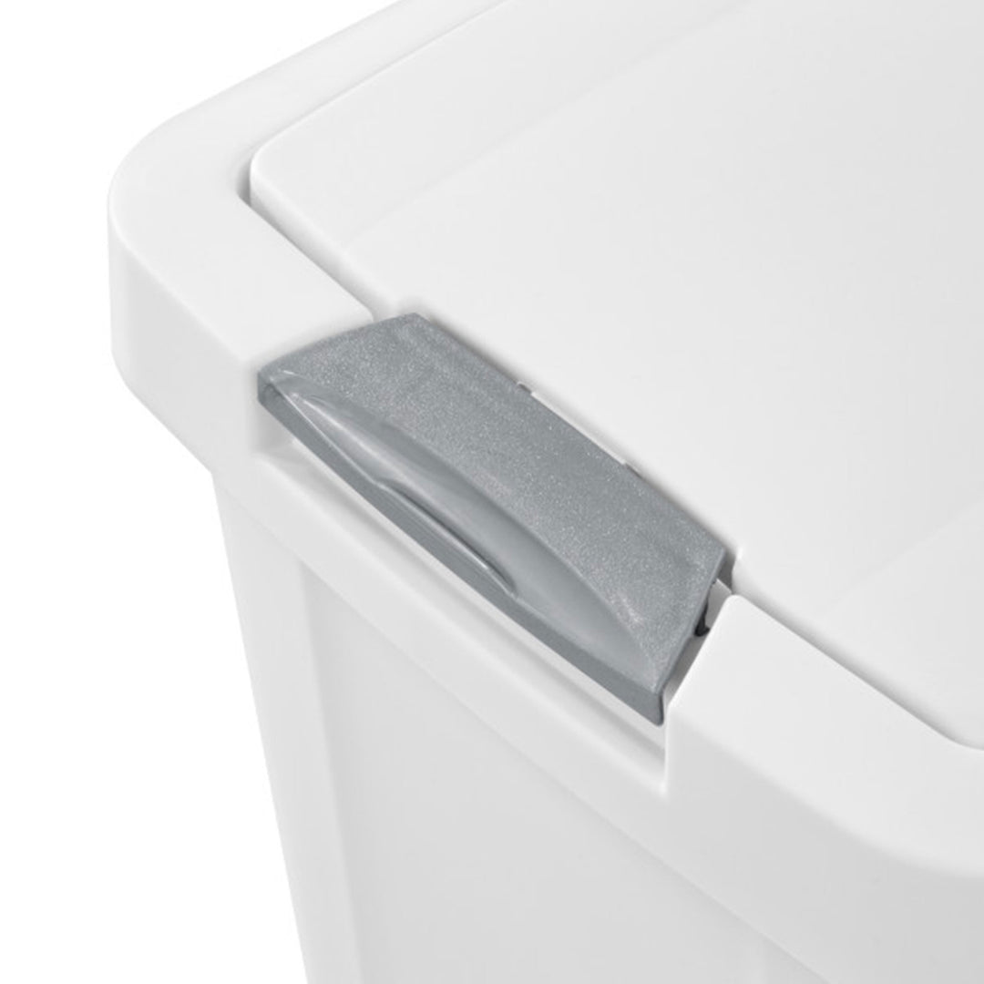 Sterilite 7.5 Gallon TouchTop Wastebasket Trash Can with Latch, 4 Pack, White