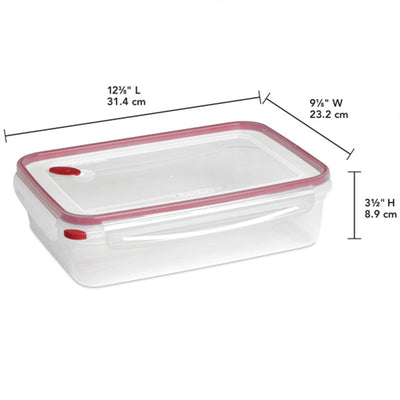 Sterilite 03426604 16 Cup Rectangle UltraSeal Food Storage Container, Red 12 Ct