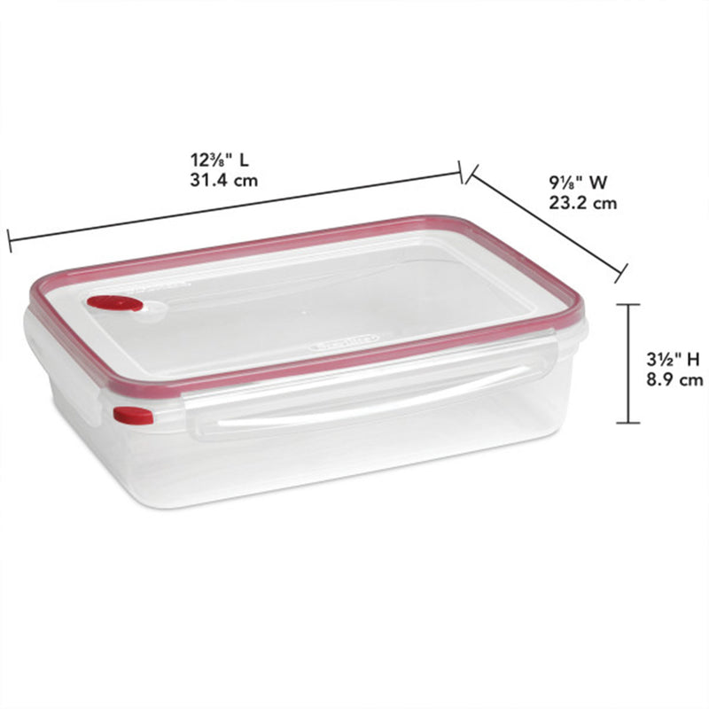 Sterilite Ultra Seal 16 Cup Rectangular Food Storage Containers, Red (4 Pack)