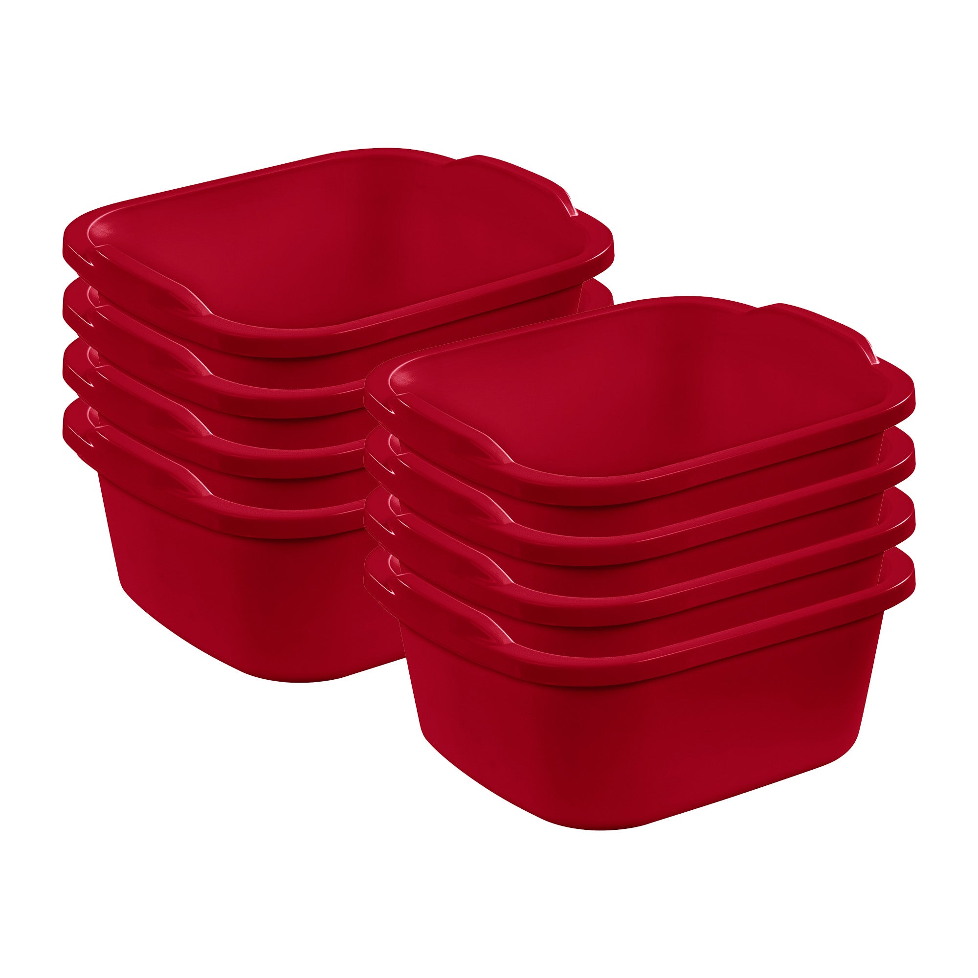 Sterilite Large Multi-Function Home 12-Qt Sink Dish Washing Pan, Red (8 Pack) - VMInnovations