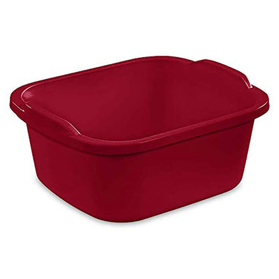 Sterilite Large Multi Function Home 12 Qt Sink Dish Washing Pan, Red (16 Pack)