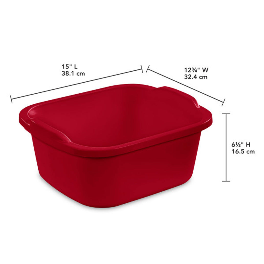 Sterilite Large Multi-Function Home 12-Qt Sink Dish Washing Pan, Red (8 Pack)