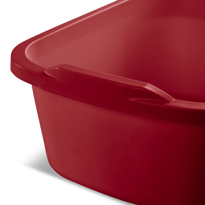 Sterilite Large Multi-Function Home 12-Qt Sink Dish Washing Pan, Red (8 Pack)