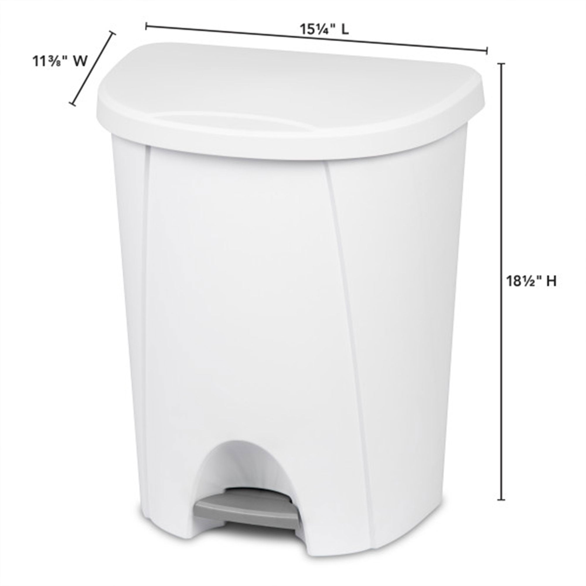 Sterilite 6.6 Gallon/25 Liter Portable Home StepOn Wastebasket, White (4 Pack)