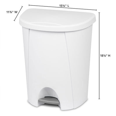 Sterilite 6.6 Gallon/25 Liter Portable Home StepOn Wastebasket, White (4 Pack)