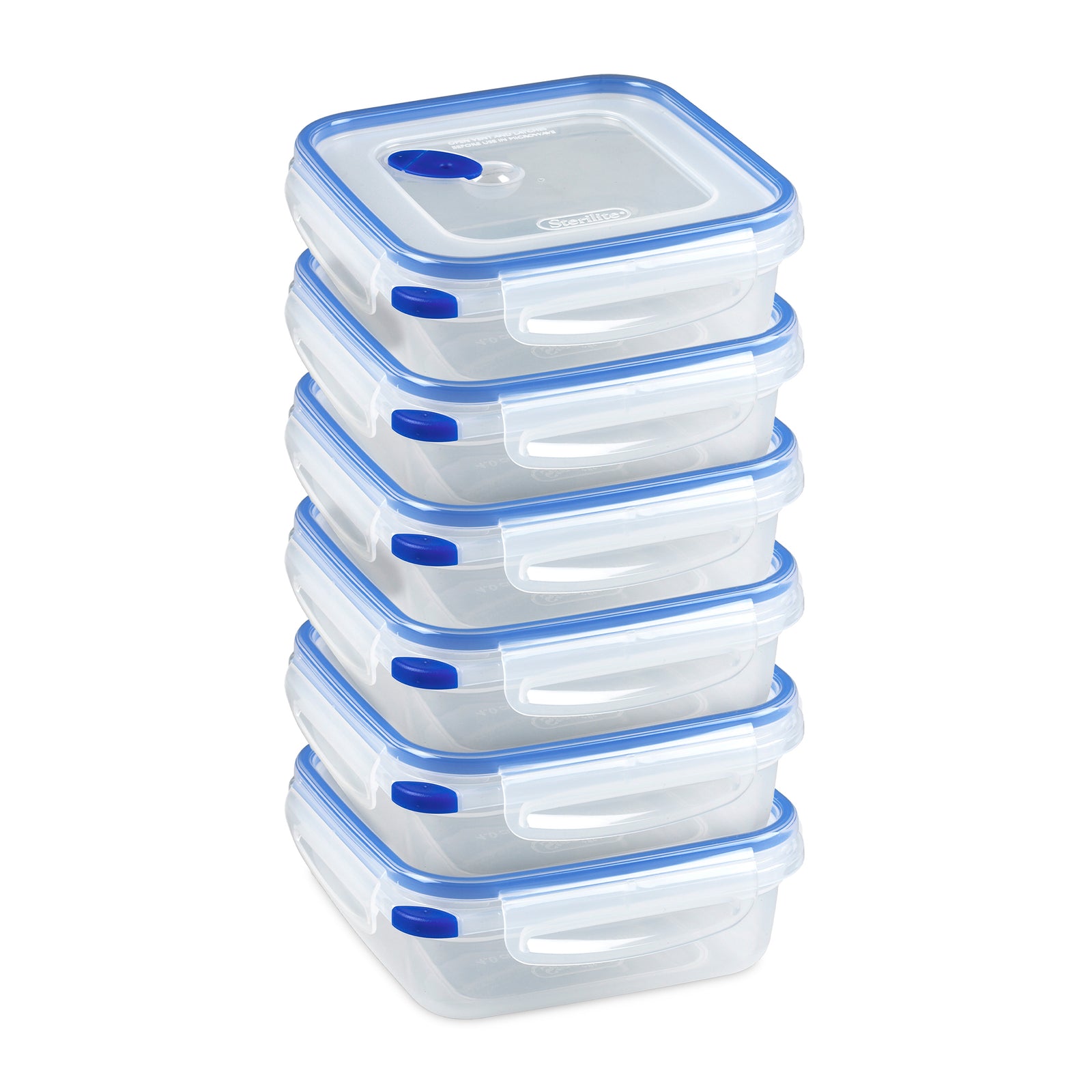 Sterilite 4.0 Cup Square Ultra-Seal Food Storage Container, Blue (6 Pack) - VMInnovations