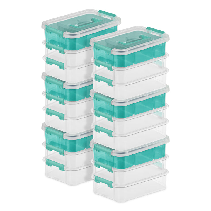 Sterilite Convenient Home 3-Tiered Stack Carry Storage Box, Clear (6 Pack)