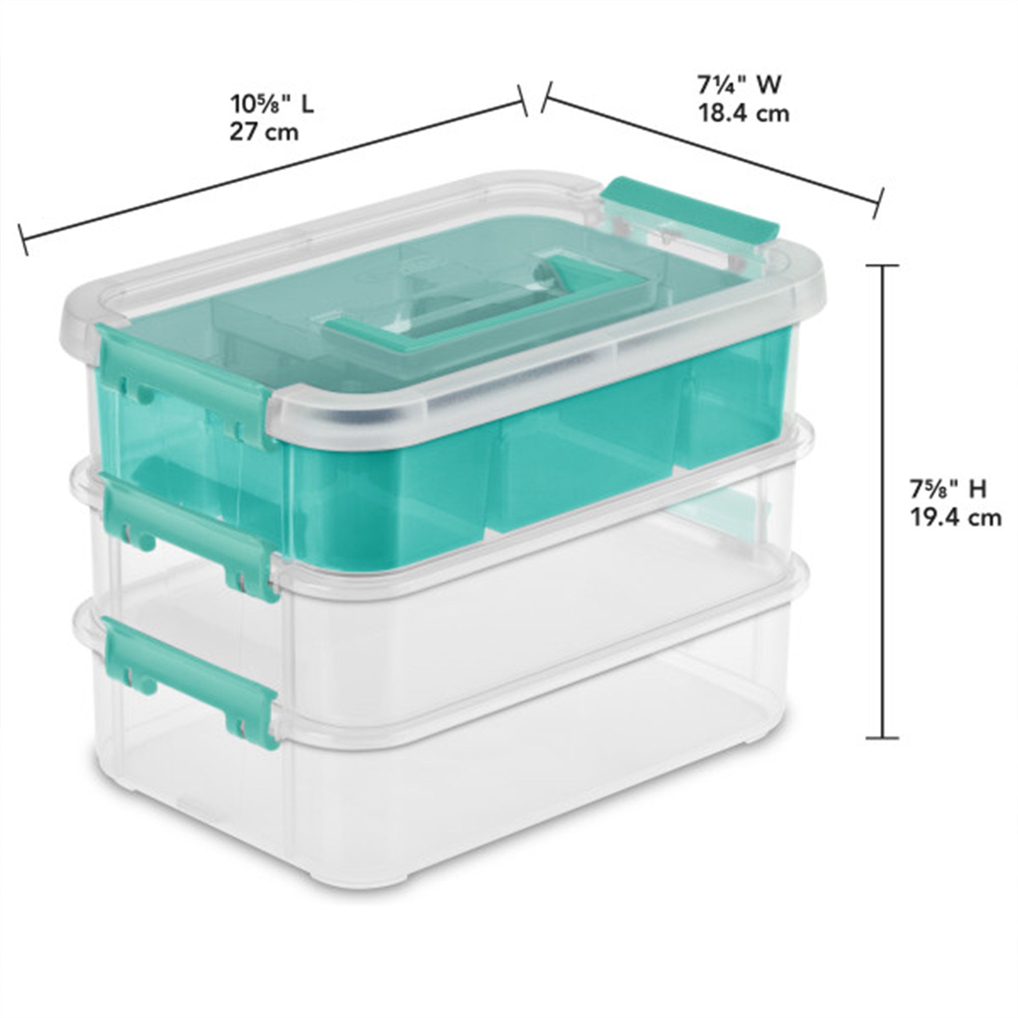 Sterilite Convenient Home 3-Tiered Stacking Carry Storage Box, Clear (24 Pack) - VMInnovations