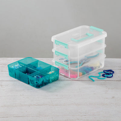 Sterilite Convenient Home 3-Tiered Stack Carry Storage Box, Clear (6 Pack) - VMInnovations