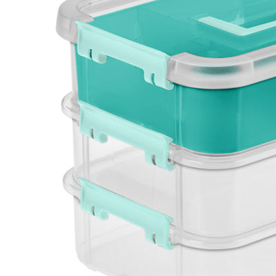Sterilite Convenient Home 3-Tiered Stack Carry Storage Box, Clear (6 Pack) - VMInnovations
