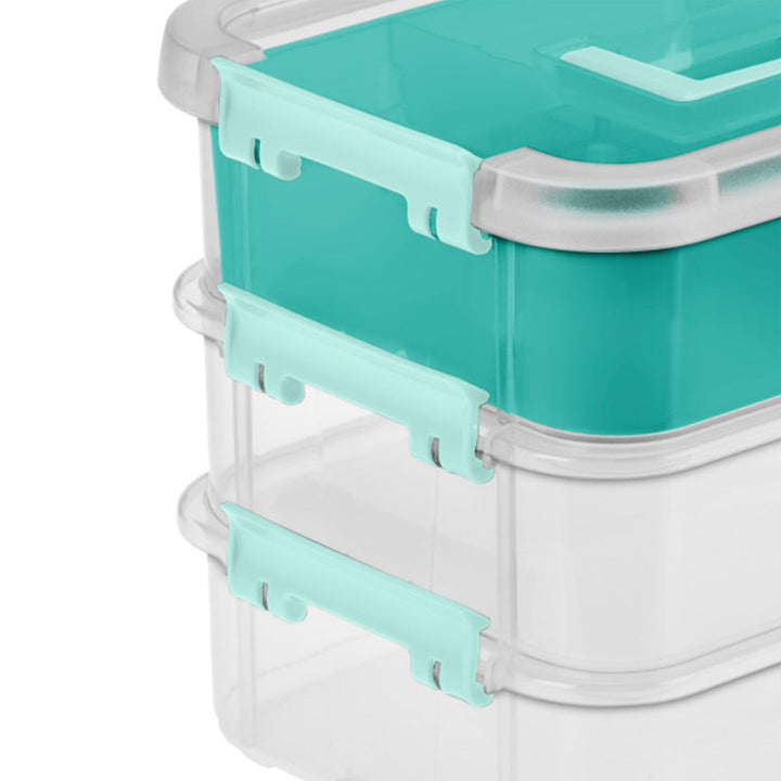 Sterilite Convenient Home 3-Tiered Stacking Carry Storage Box, Clear (18 Pack)