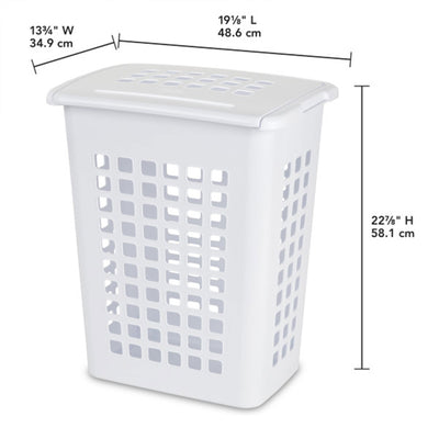 Sterilite Rectangular LiftTop Plastic Laundry Hamper Basket Bin w/ Lid (8 Pack)