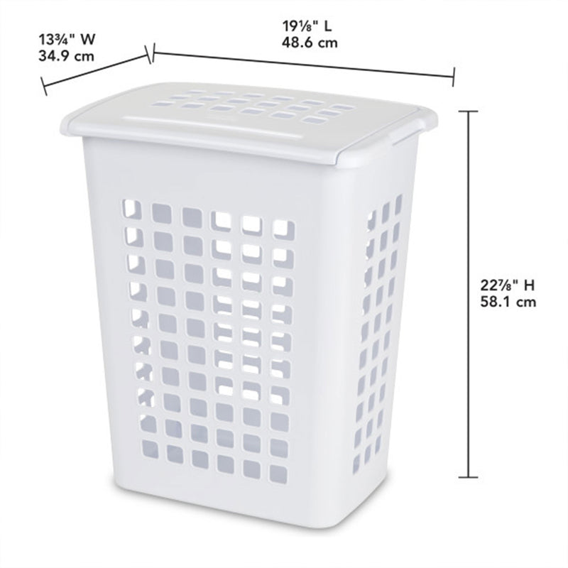 Sterilite Rectangular LiftTop Plastic Clothes Laundry Hamper Bin w/ Lid (4 Pack)