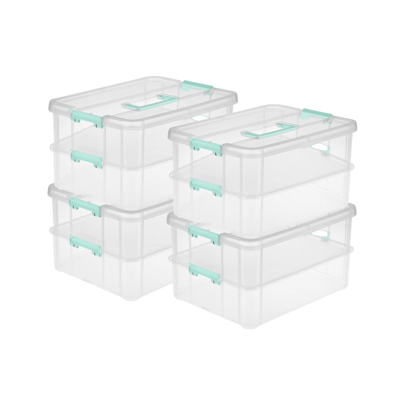 Sterilite Stack and Carry 2 Layer Handle Box Stackable Storage Container, 4 Pack - VMInnovations