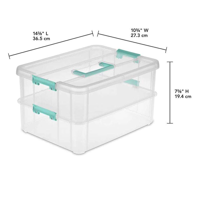 Sterilite Stack and Carry 2 Layer Handle Box Stackable Storage Container, 4 Pack