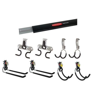 Rubbermaid FastTrack Wall Mounted Storage Rails + Organizing Hook Assortment