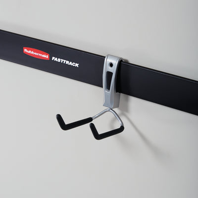 Rubbermaid FastTrack 2 Wall Mount Storage Rail + 4 Utility Hook + 4 S Hook Rack