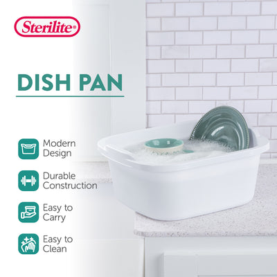 Sterilite 12 Quart Durable Reinforced Plastic Kitchen Dishpan w/ Handles, 8 Pack - VMInnovations