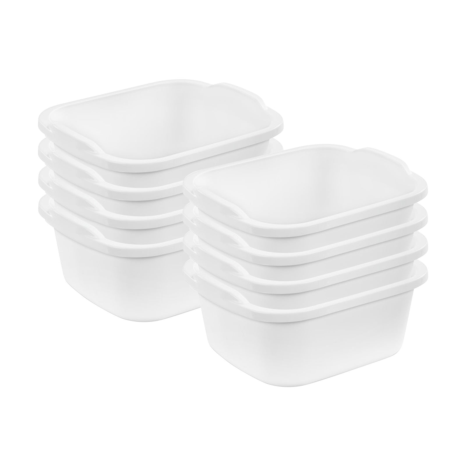 Sterilite 12 Quart Durable Reinforced Plastic Kitchen Dishpan w/ Handles, 8 Pack - VMInnovations