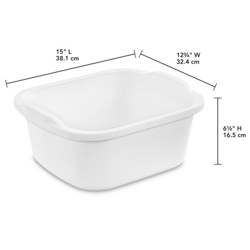 Sterilite 12 Quart Durable Reinforced Plastic Kitchen Dishpan w/ Handles, 8 Pack