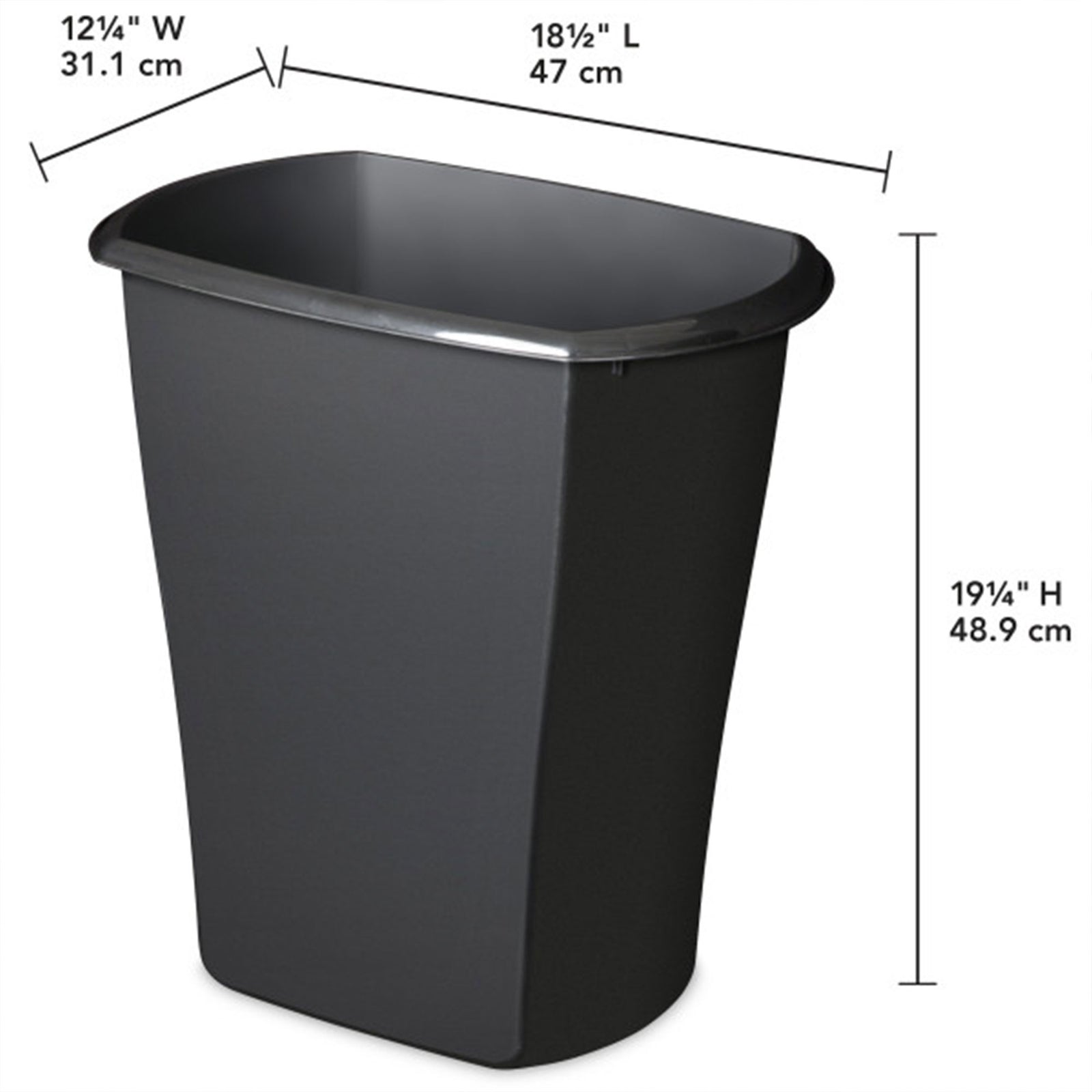 Sterilite 10539006 10 Gallon Ultra Plastic Wastebasket Trash Can, Black (6 Pack) - VMInnovations