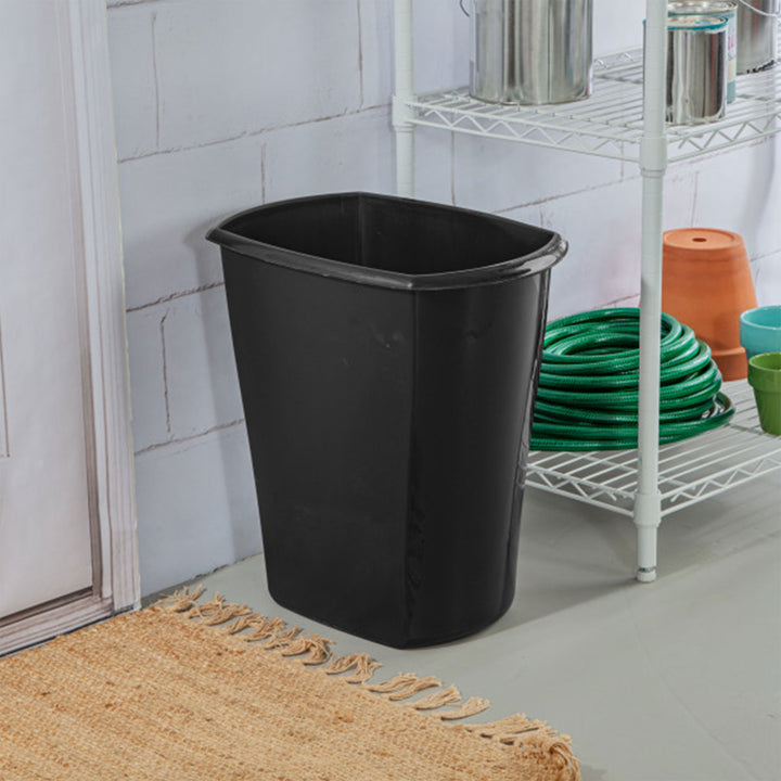 Sterilite 10539006 10 Gallon Ultra Plastic Wastebasket Trash Can, Black (6 Pack)