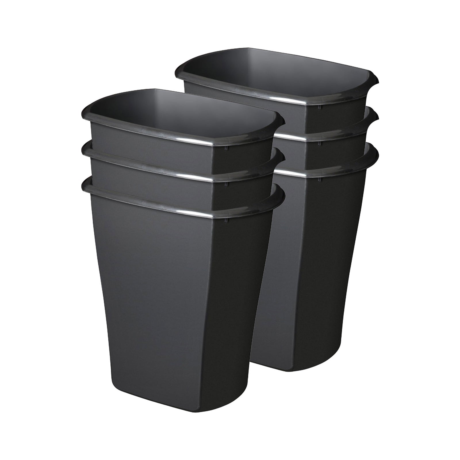 Sterilite 10529006 5.5 Gal Ultra Plastic Wastebasket Trash Can, Black (6 Pack) - VMInnovations