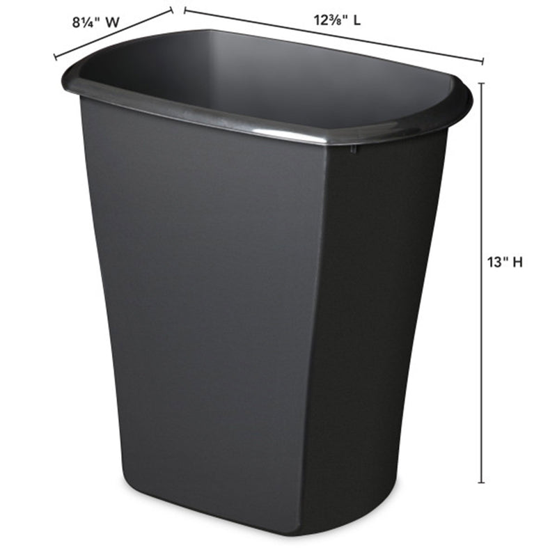 Sterilite 10519006 3 Gallon Ultra Plastic Wastebasket Trash Can, Black (6 Pack)