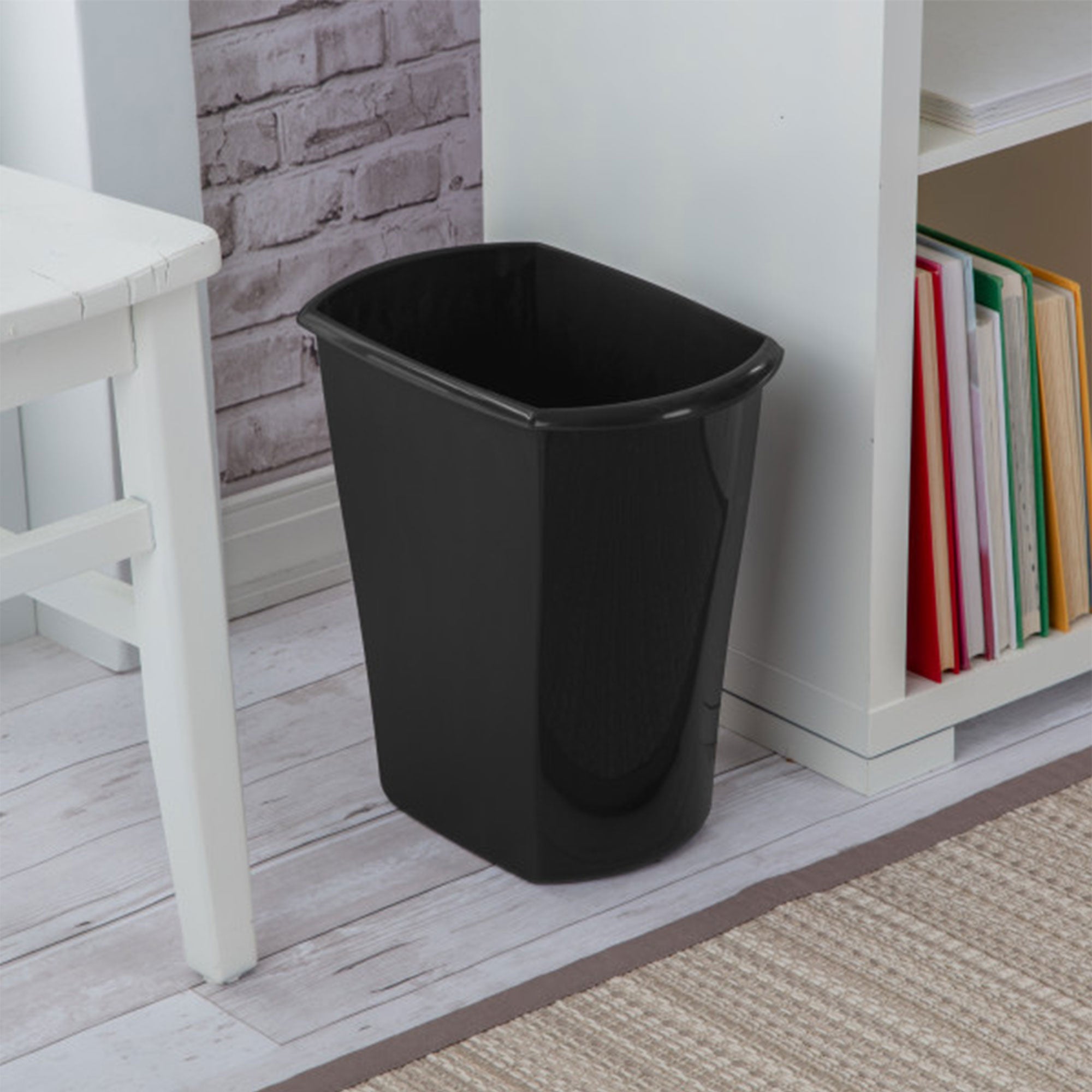 Sterilite 10519006 3 Gallon Ultra Plastic Wastebasket Trash Can, Black (6 Pack) - VMInnovations