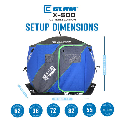 CLAM Portable 9 Ft 5 Person Ice Thermal Hub Shelter w/Dimmable Light (Open Box) - VMInnovations