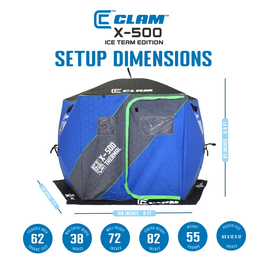 CLAM X-500 Portable 9' 5 Person Thermal Hub Shelter w/Dimmable Light (Used) - VMInnovations