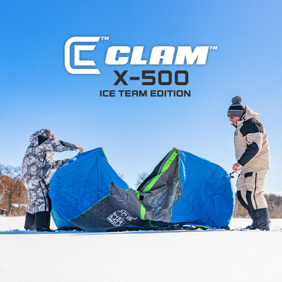 CLAM X-500 Portable 9 Ft 5 Person Ice Team Thermal Hub Shelter w/Dimmable Light