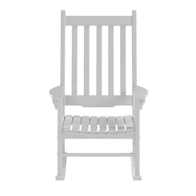 Merry Garden Solid Acacia Hardwood Slatted Back Rocking Chair, White (For Parts)