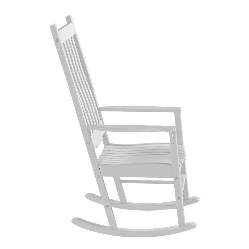 Merry Garden Solid Acacia Hardwood Slatted Back Rocking Chair, White (Open Box)