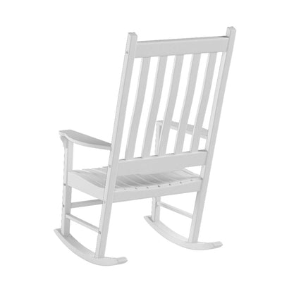 Merry Garden Solid Acacia Hardwood Slatted Back Rocking Chair, White (Open Box)