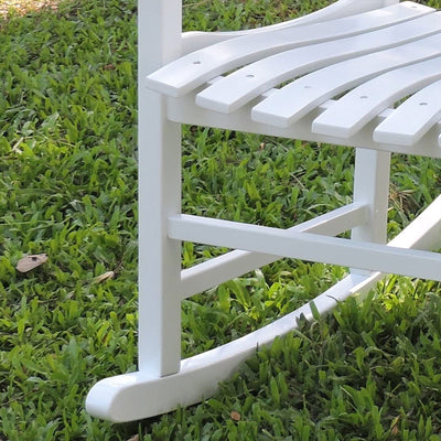 Merry Garden Solid Acacia Hardwood Slatted Back Rocking Chair, White (Open Box)